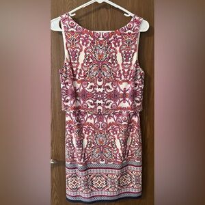 Vince Camuto Cream and Pink Paisley Dress